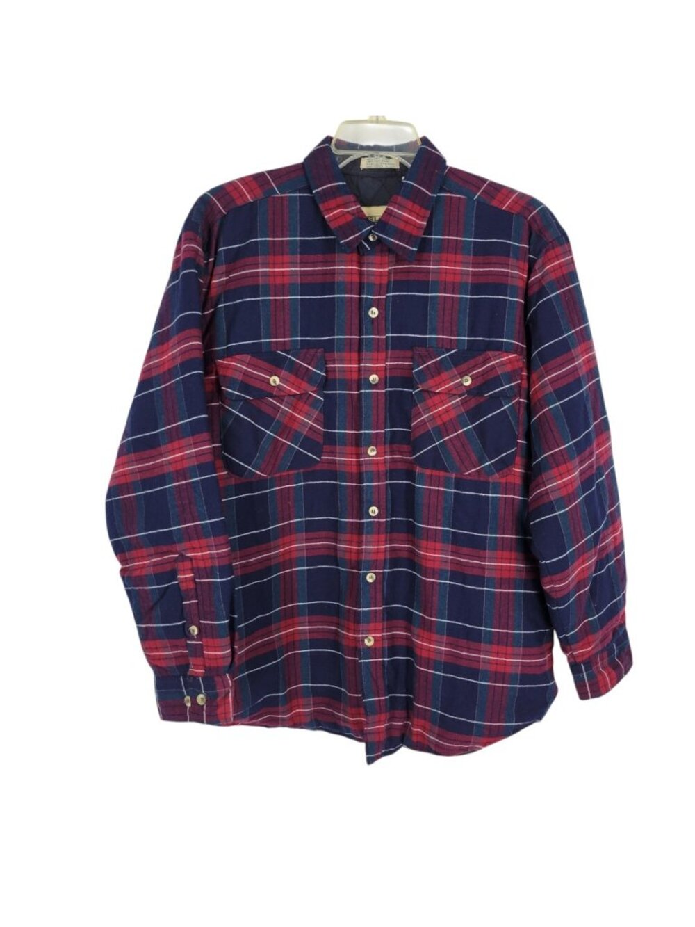 Prides Landing L Quilted Flannel Shirt Jacket Plaid vtg Shacket grunge workwear